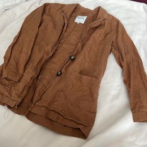 Madewell camel color linen blazer.